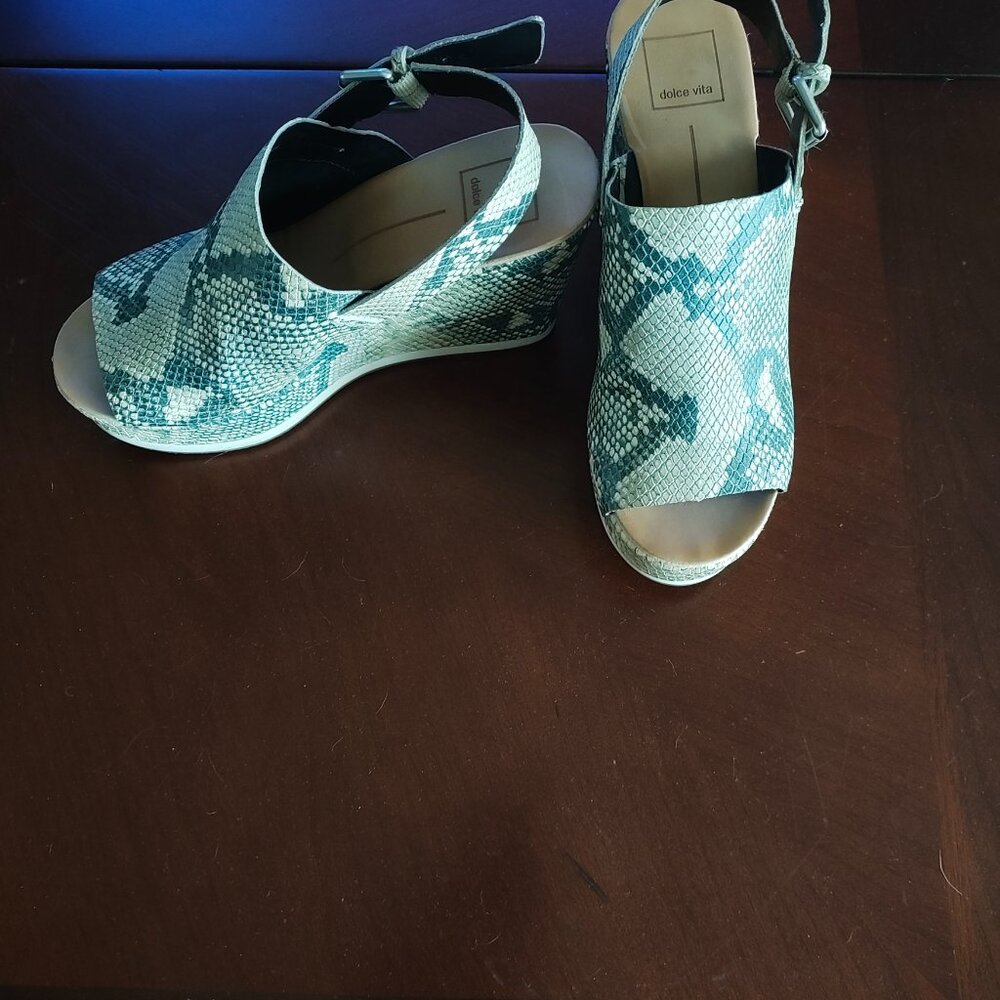 Dolce Vita Snake Print Platform Wedge Sandal - Picture 3 of 4